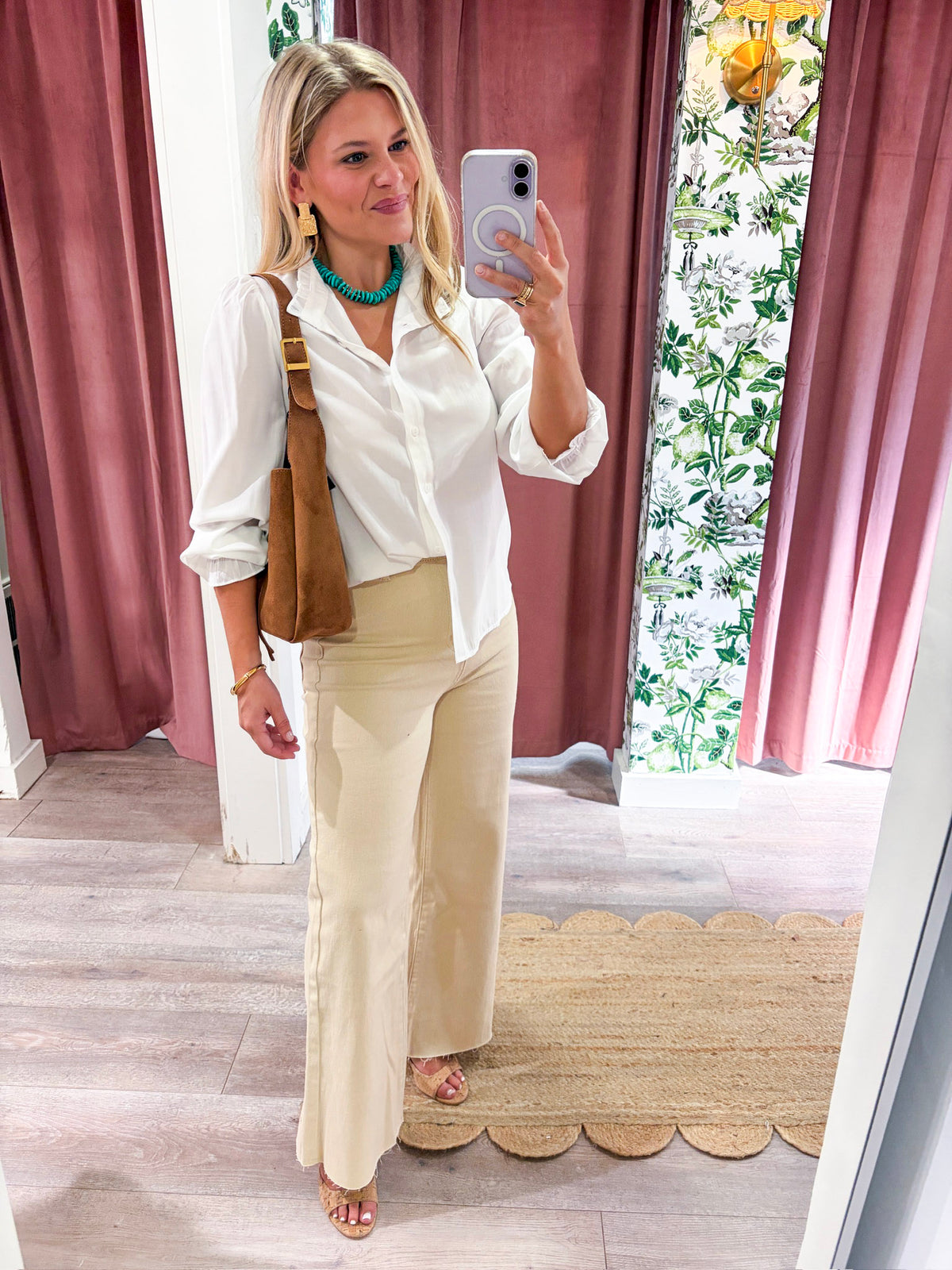 Easy Does It Cropped Jeans-Almond Milk