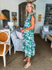 Villa Charm Floral Midi Dress-Green