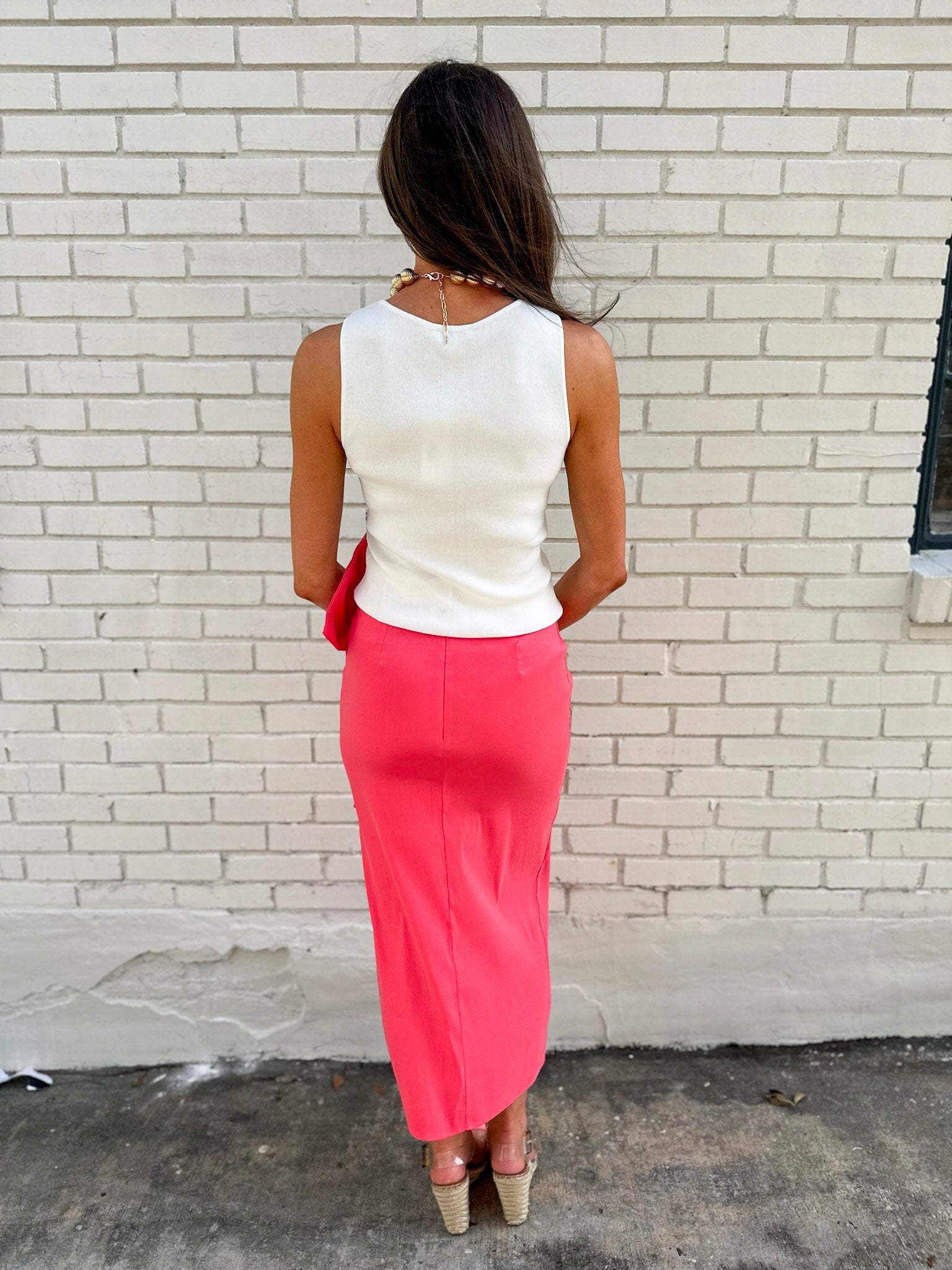 Coral Crush Midi Skirt