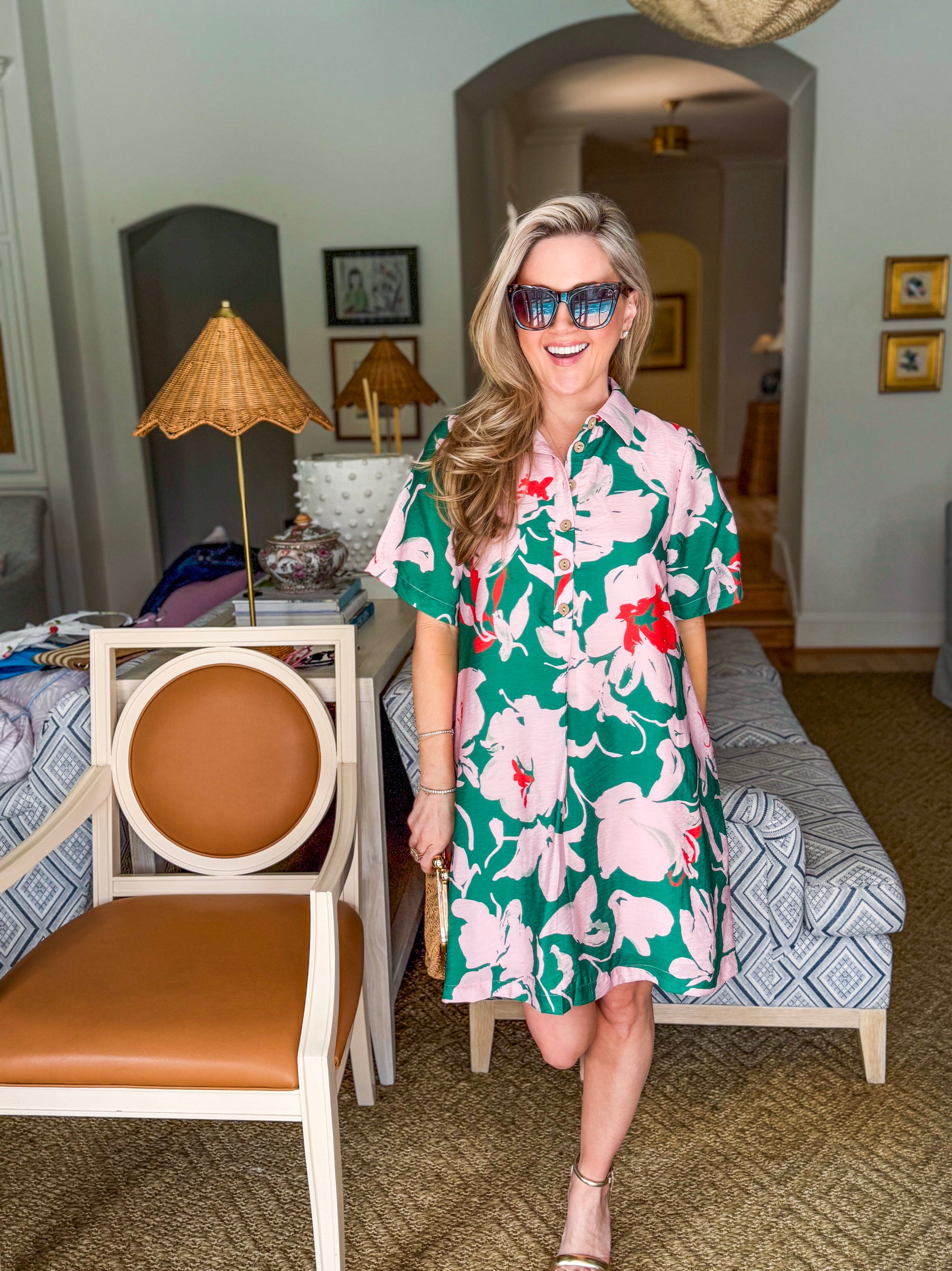 PREORDER: Tropical Paradise Floral Shirt Dress