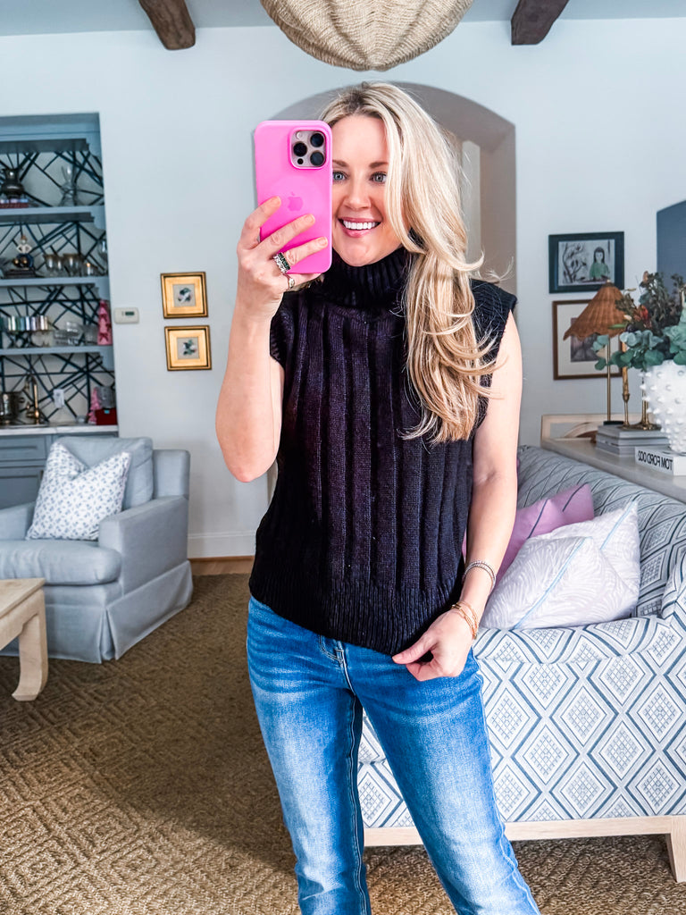 Fashion District Ribbed Sweater-Black