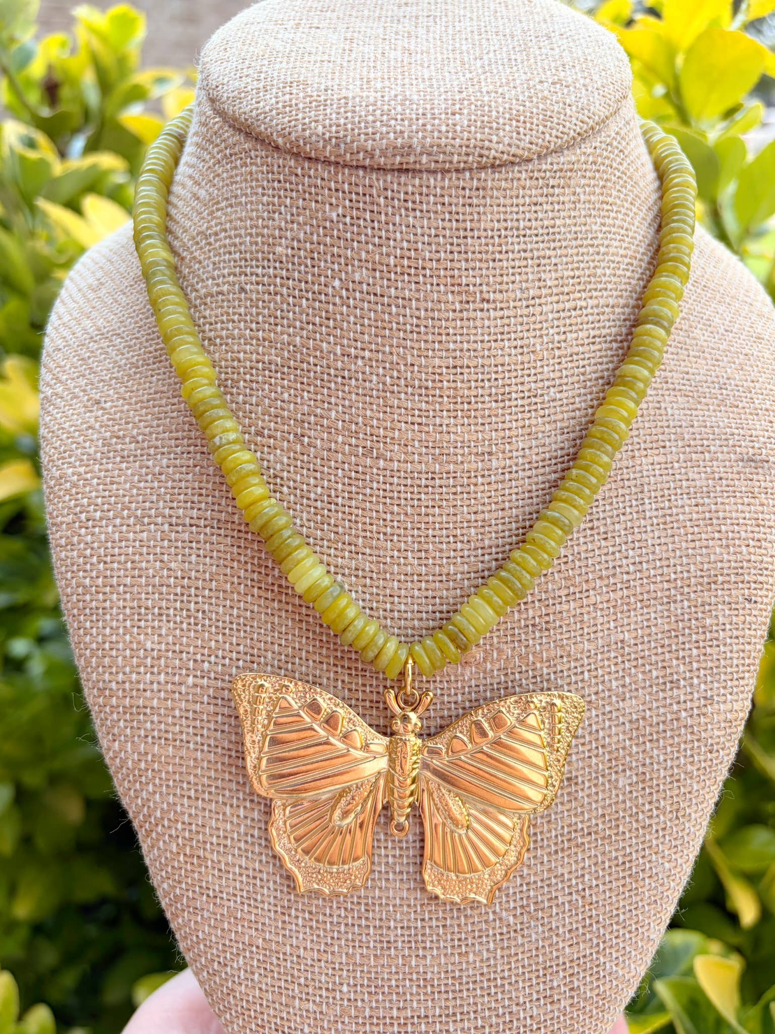 Butterfly Rondelle Necklace-Green