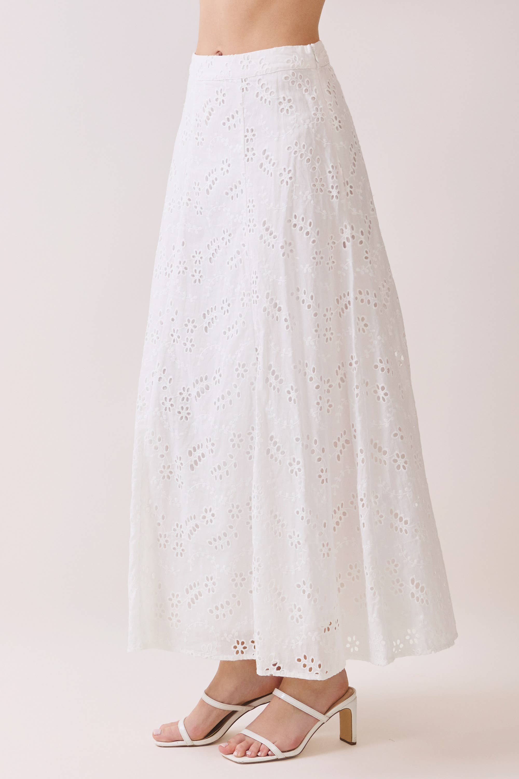 Ashton Eyelet A Line Midi Skirt
