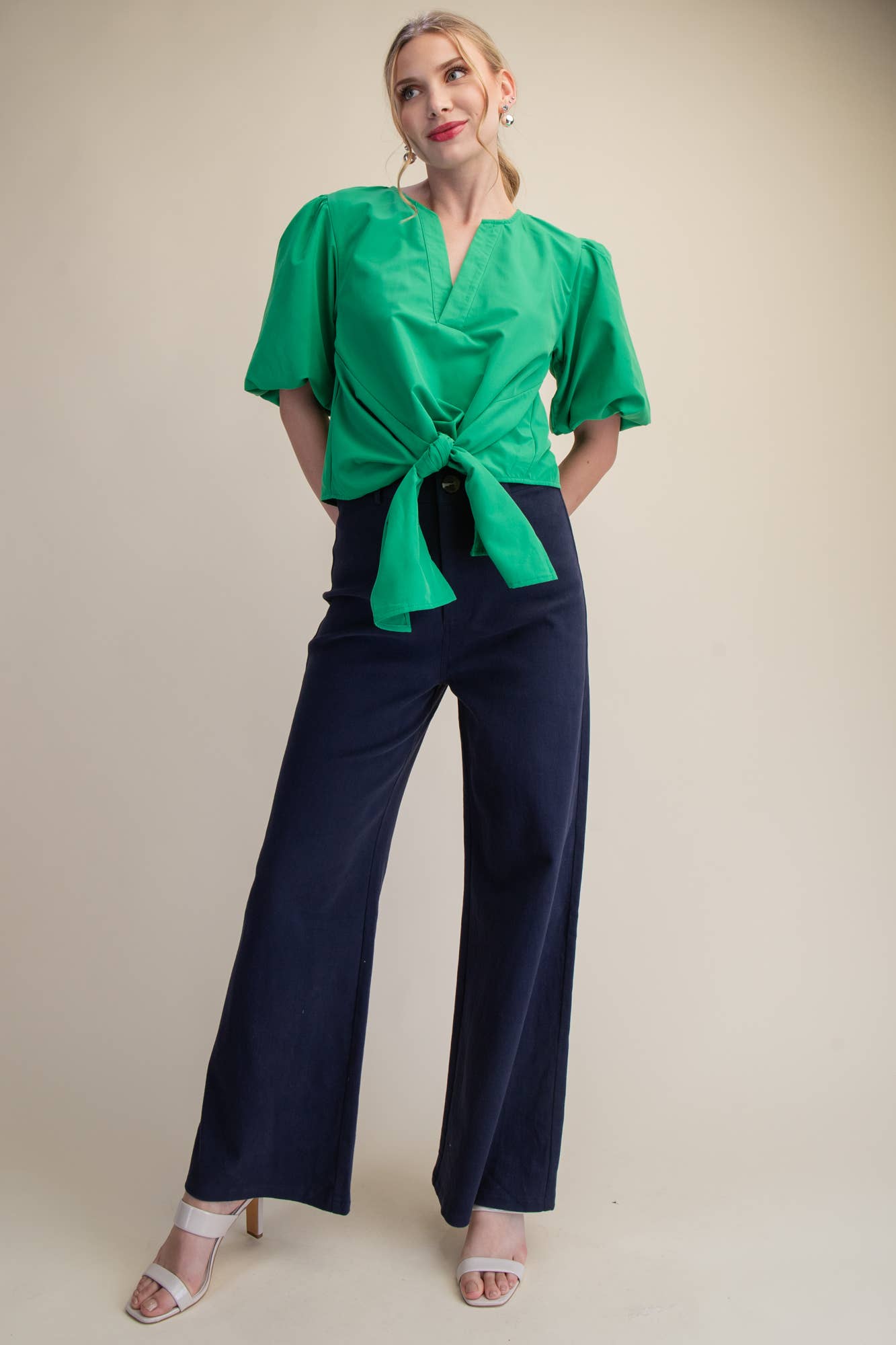 Dahlia Puff Sleeve Top-Green