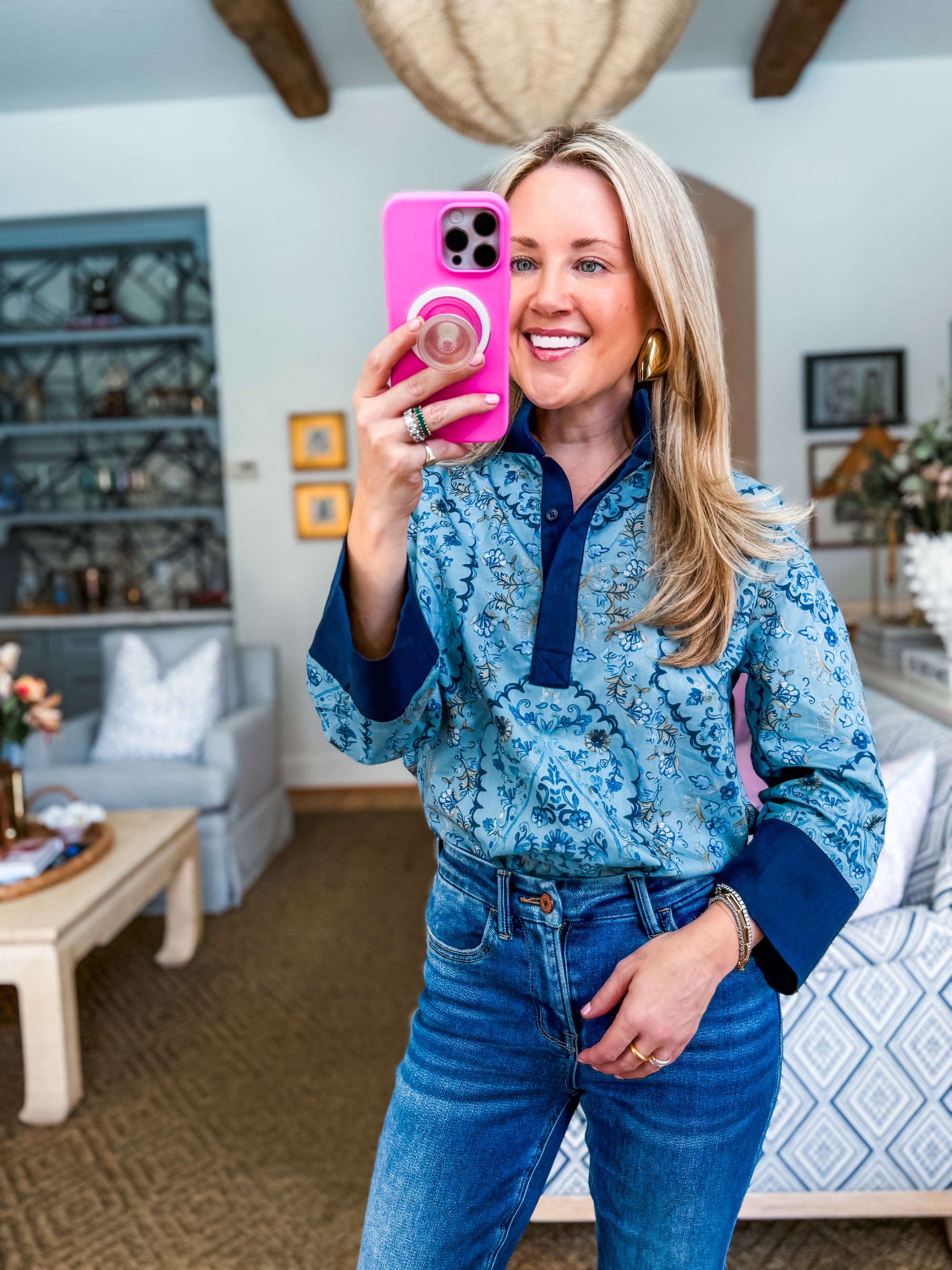 Paisley Days Top-Slate Blue