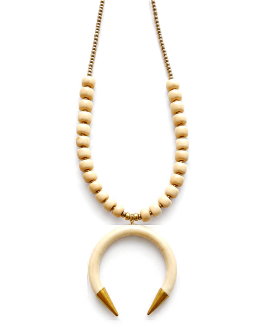 Horn Beaded Necklace-Cream
