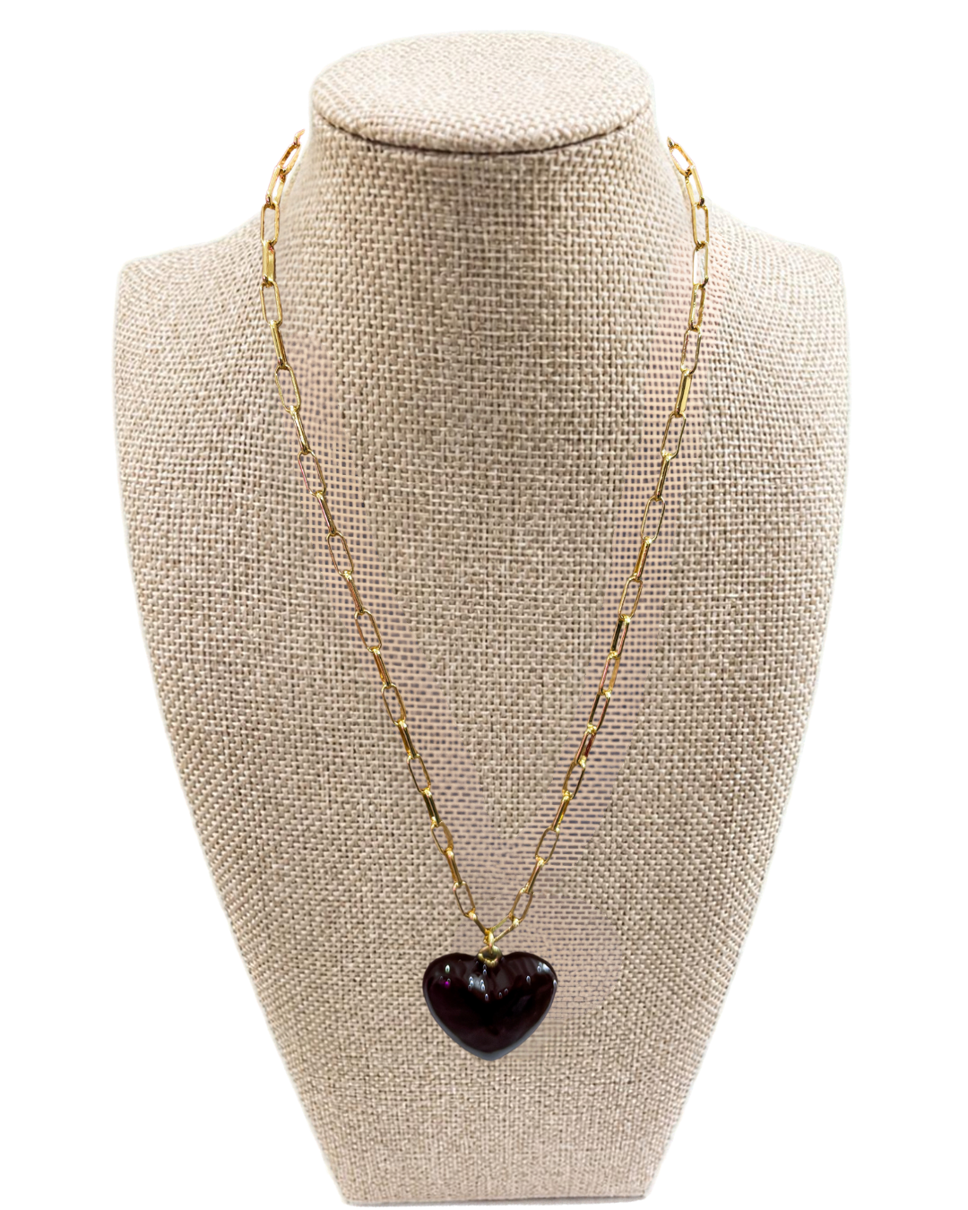 Wander Enamel Heart Medallion Necklace-Espresso