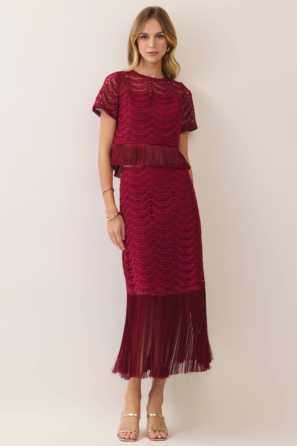 Party Ready Fringe Midi Skirt