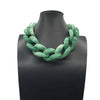 Chain Link Necklace and Earring Set-Green