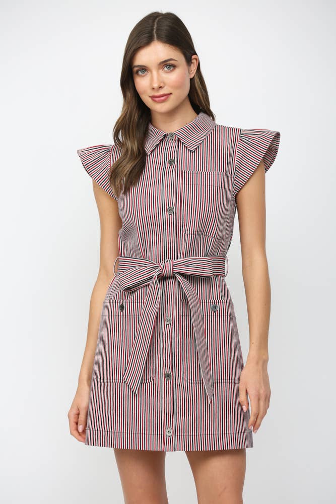 Vera Ruffle Button Down Mini Dress