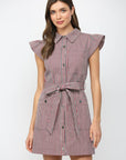 Vera Ruffle Button Down Mini Dress