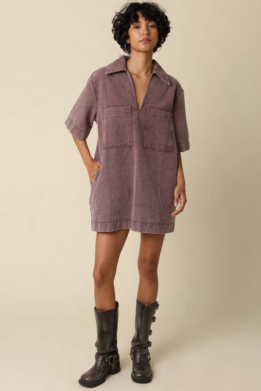 Rosie Washed Collared Mini Dress