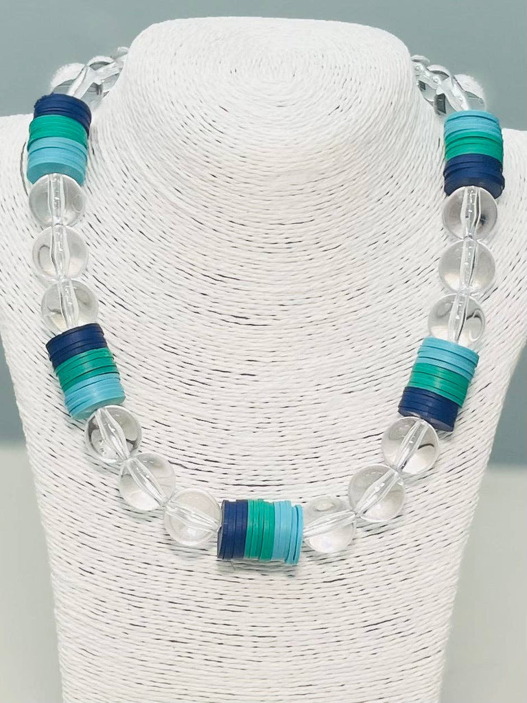 Sea Glass Acrylic Necklace-Blue/Green