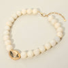 Polished Beaded Statement Necklace-Ivory