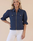 Seaside Zipper Front Jacket-Navy