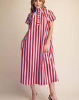 The Iconic Stripe Midi Dress-Plum