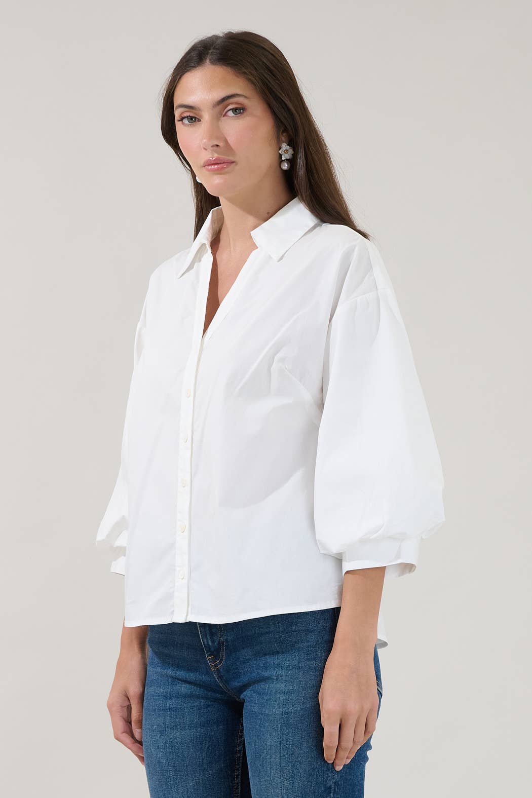 Chalet Button Down Top-White