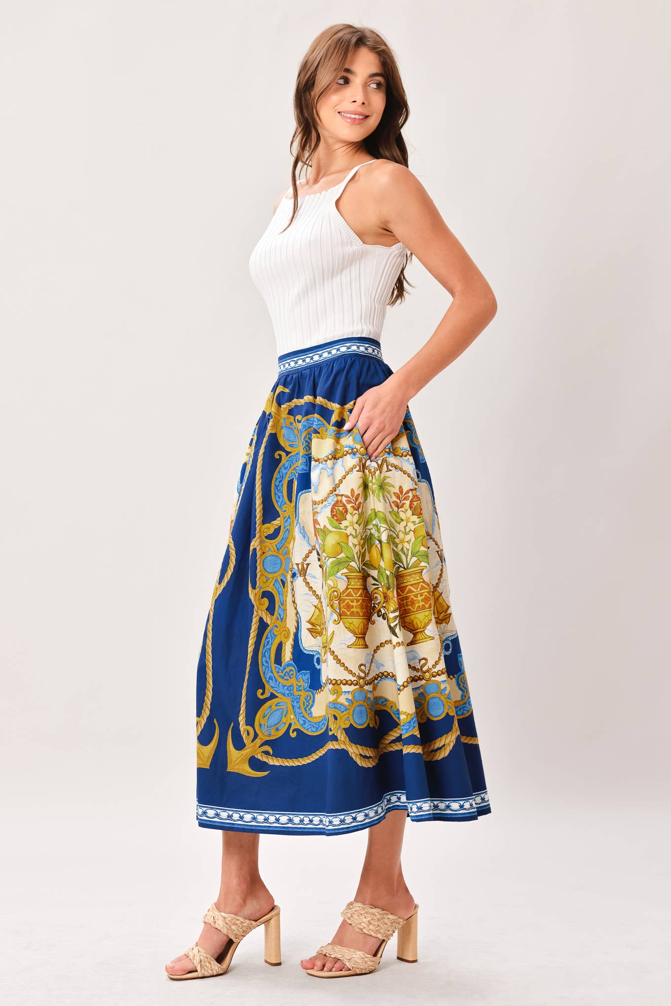 Midnight Bloom Midi Skirt