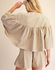 Swing Cape Stripe Top-Beige