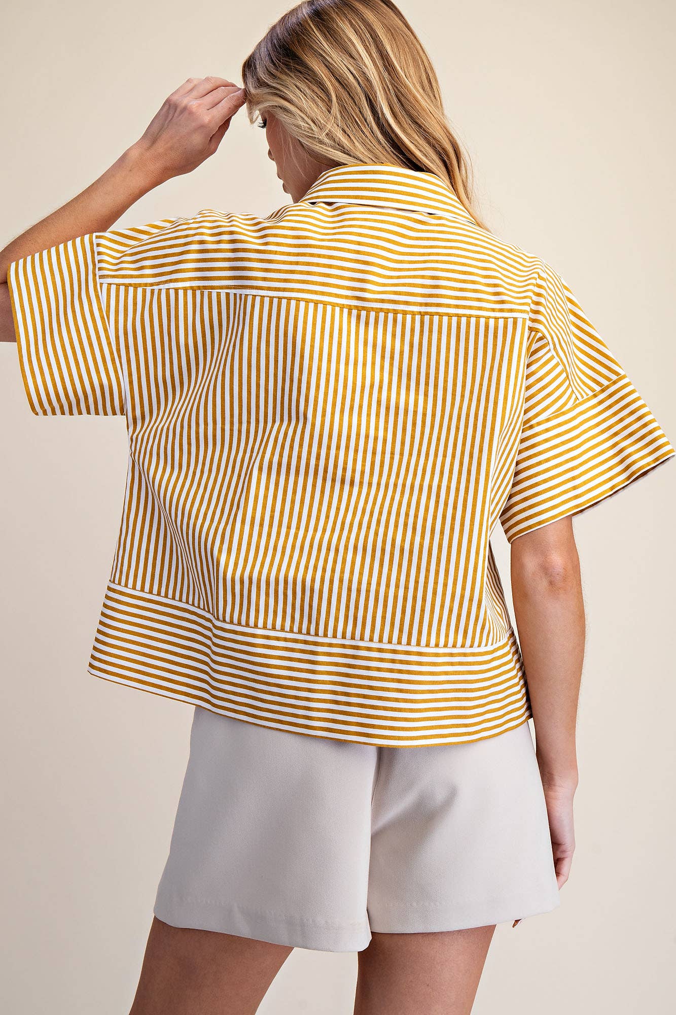 Portside Button Down Top-Yellow