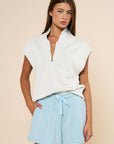 Sunny Side Zip Knit Top-Ivory
