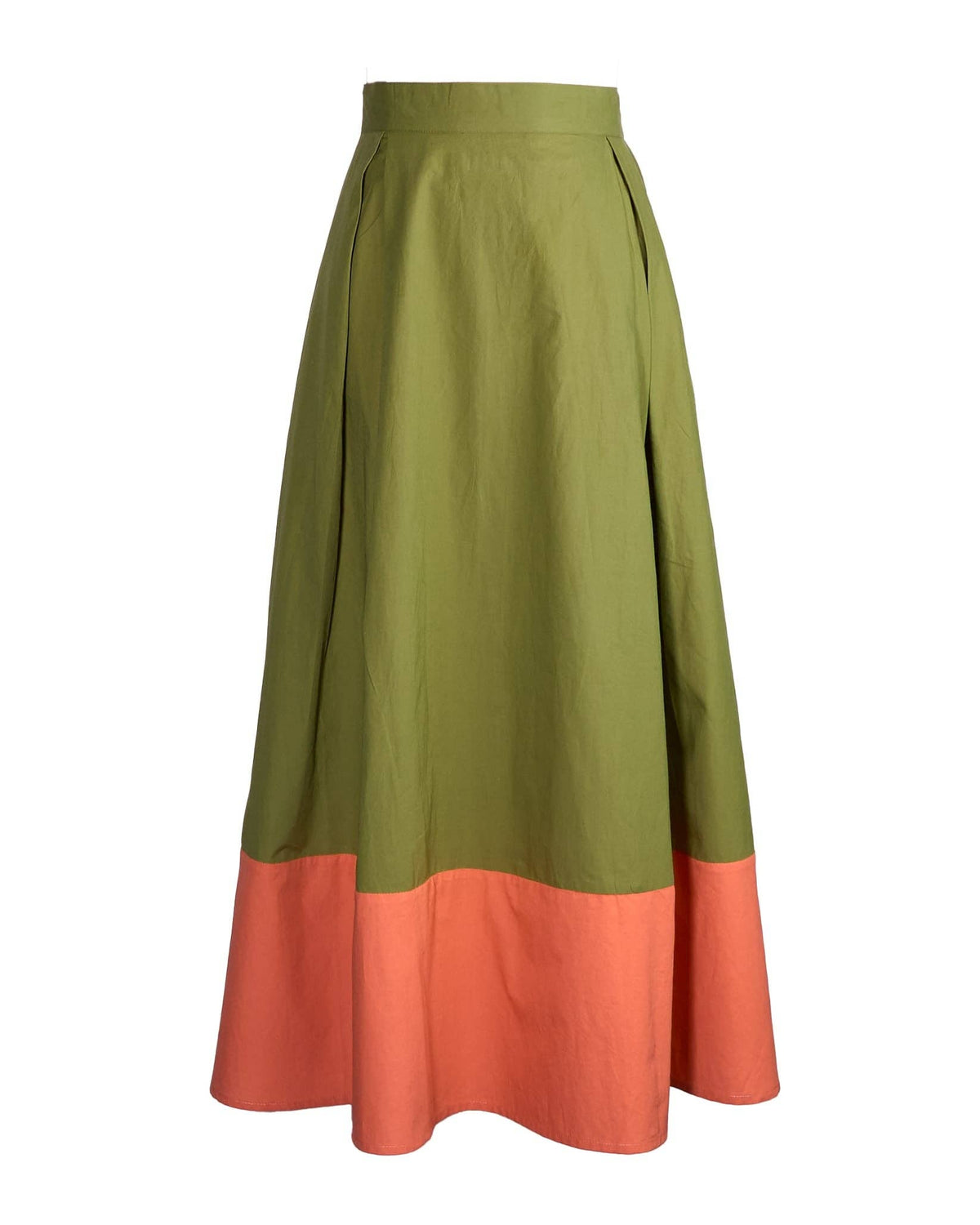 Fairmont Colorblock Skirt-Salmon/Olive