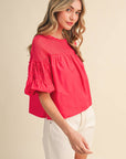 Sheer Romance Bubble Top-Raspberry Pink