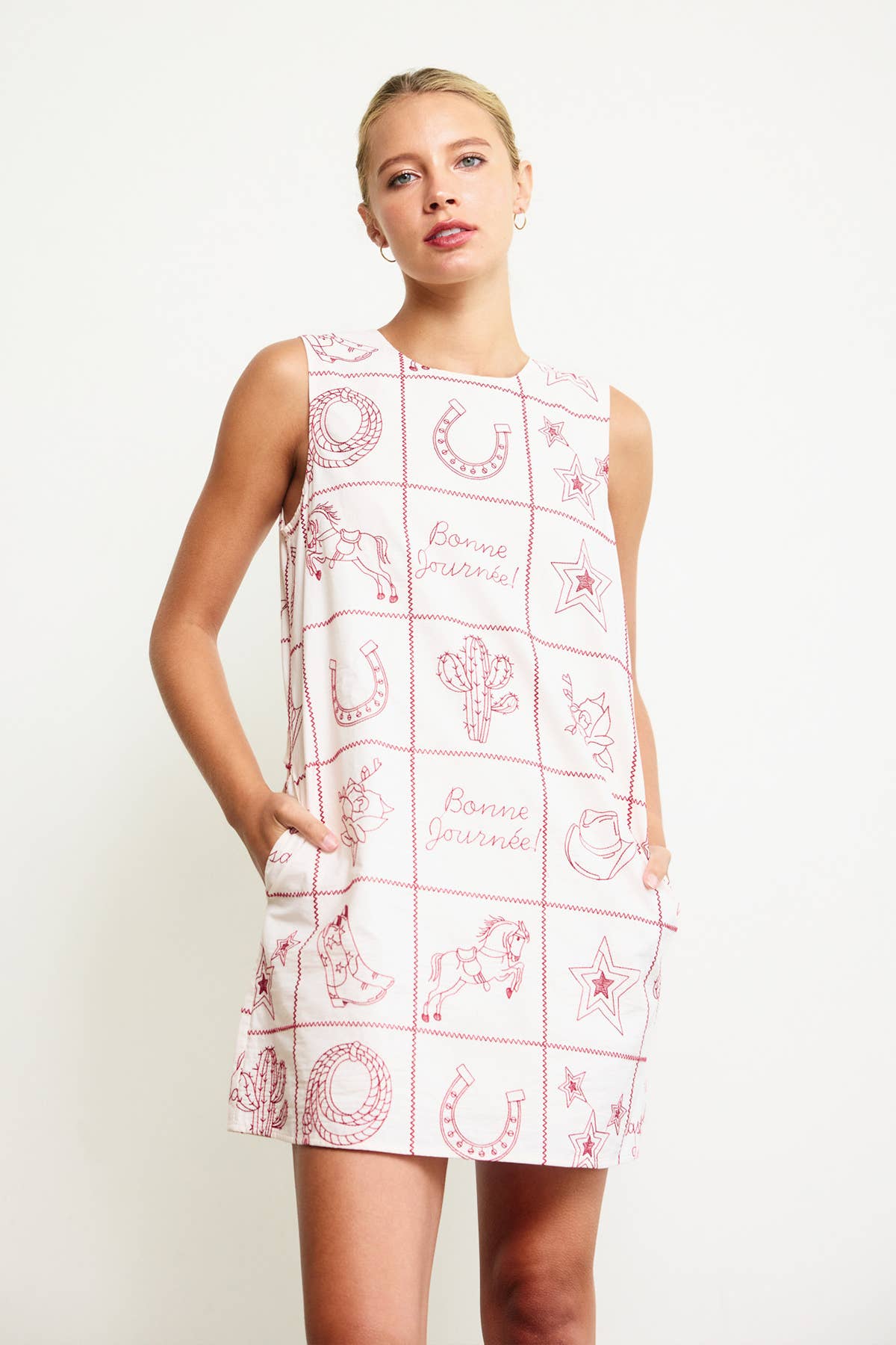 Western Flair Embroidered Shift Dress