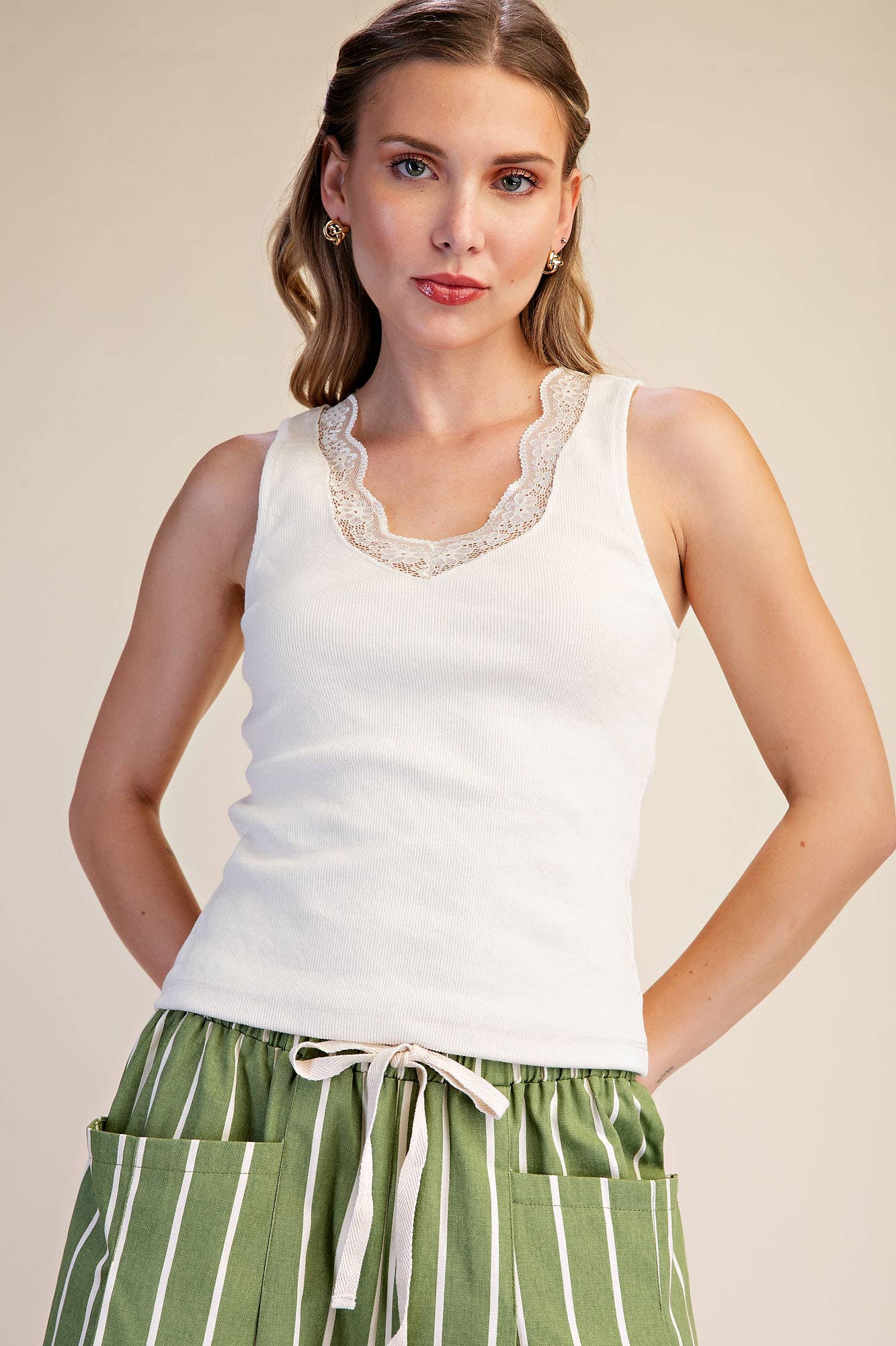 Florence Lace Tank- Ivory