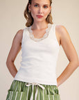 Florence Lace Tank- Ivory