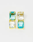 Princess Double Jeweled Earrings- Blue