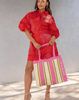 Sweet Flora Puff Sleeve Dress-Red