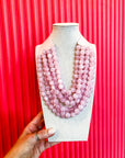 Chunky Beaded Necklace-Dark Pink
