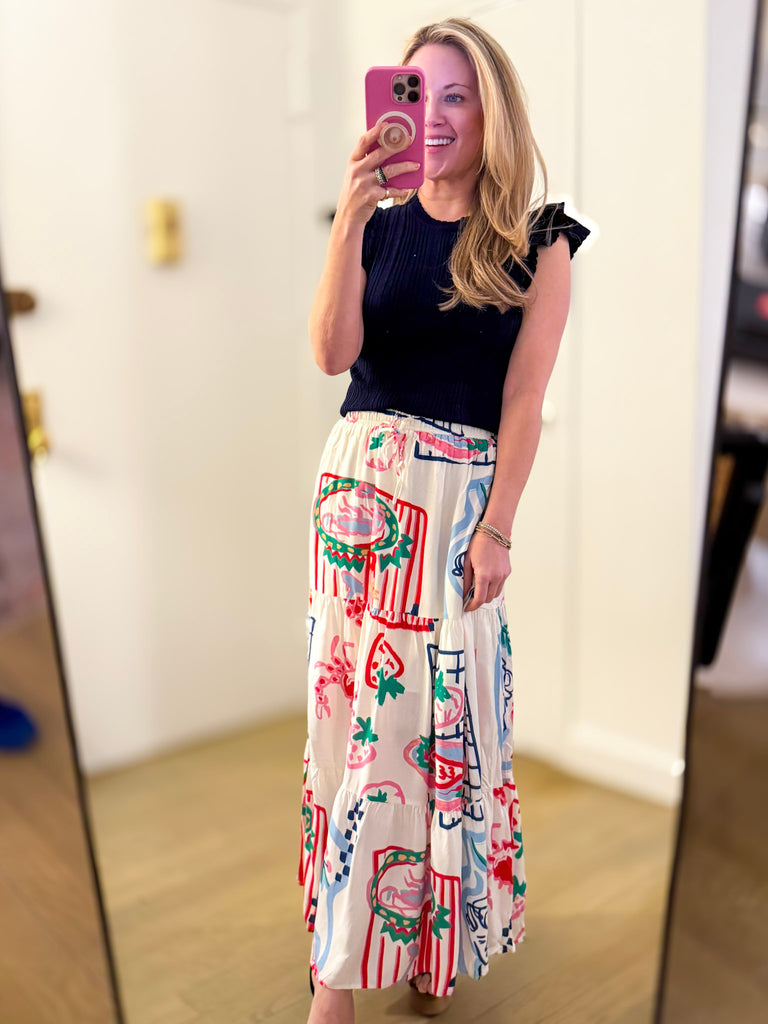 Santorini Season Midi Skirt