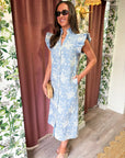 Willow Bloom Gingham Midi Dress-Blue