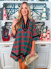 Holiday Cheer Plaid Mini Dress-Green