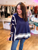 Sports Mode Batwing Sweater- Navy/Ivory