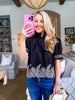Threaded Bloom Embroidered Top-Black