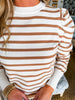 Preppy Charm Striped Top- Taupe