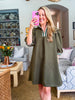 Out and About Jacquard Dress-Olive