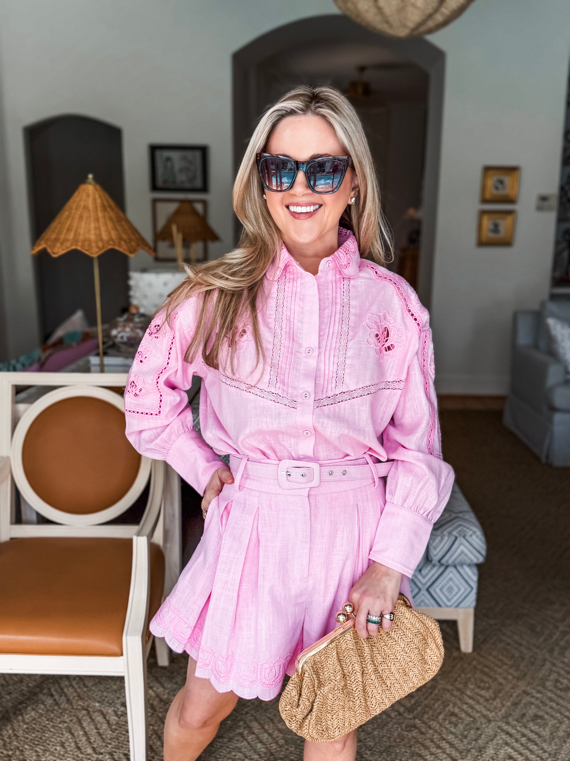 Western Romance Short Set-Pink