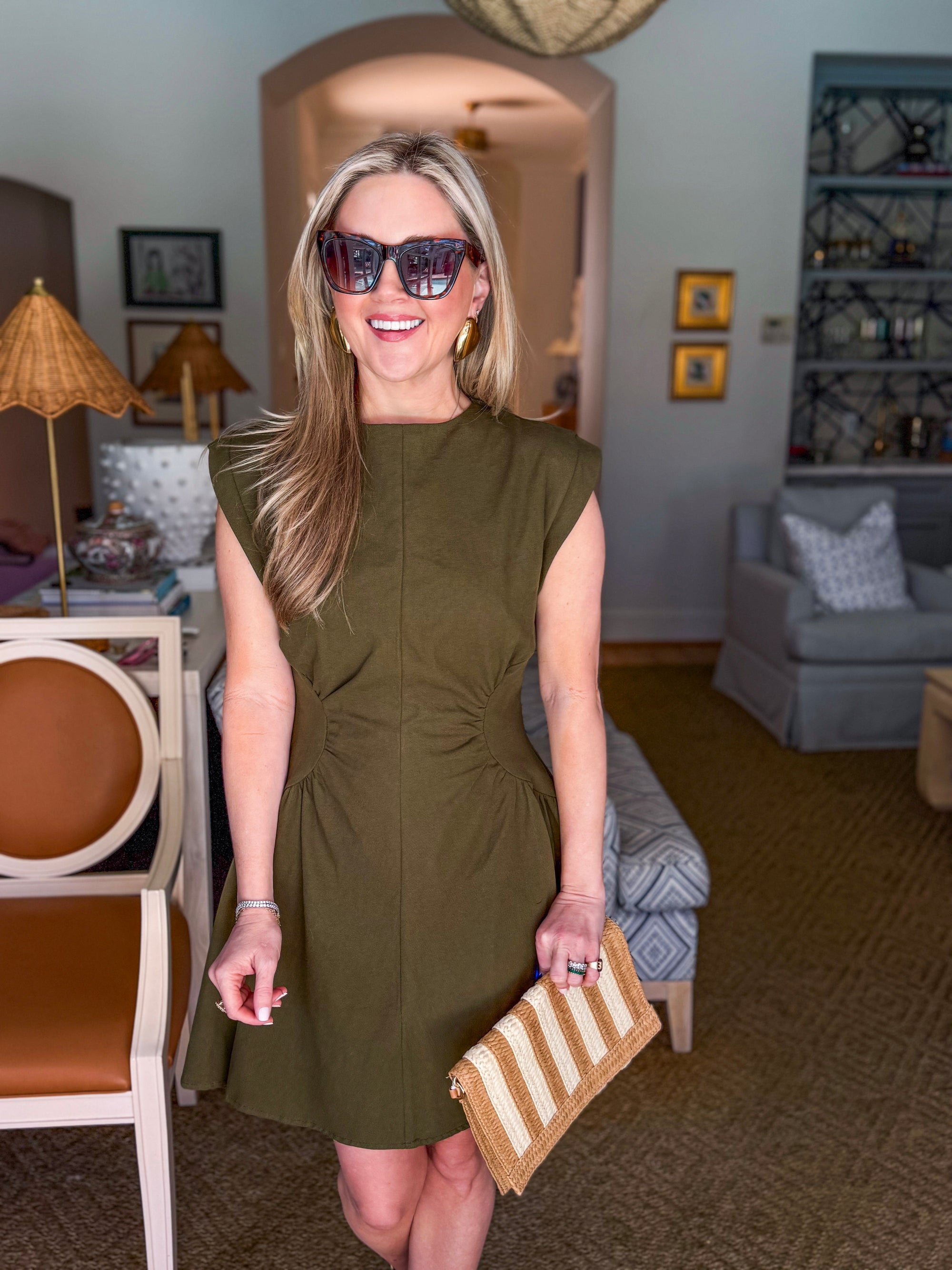 PREORDER: Sweet Afternoons Mini Dress-Olive