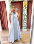 Julia Pinstripe Maxi Dress