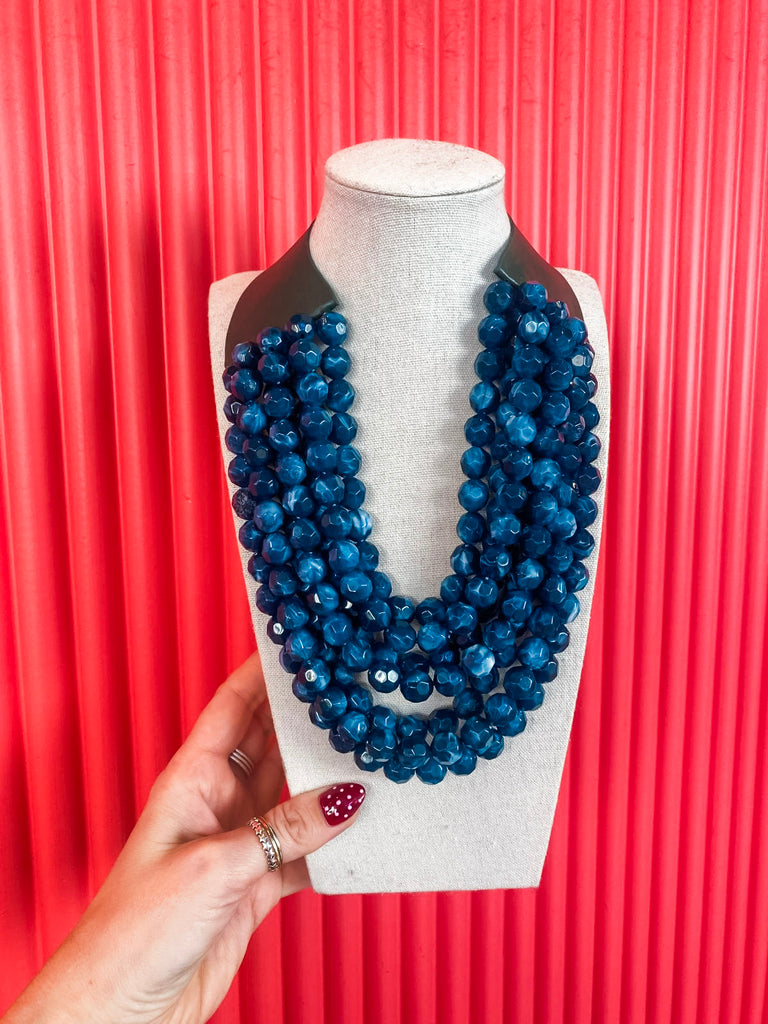 Chunky Beaded Necklace-Teal