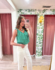 Breton Twisted Bubble Top-Emerald/Blush