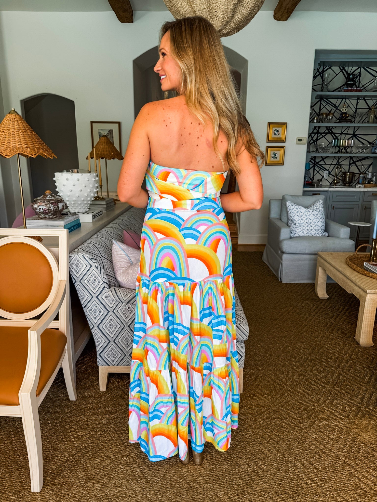 Rainbow Clouds Strapless Top