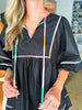 Color Dash Tunic Dress- Black