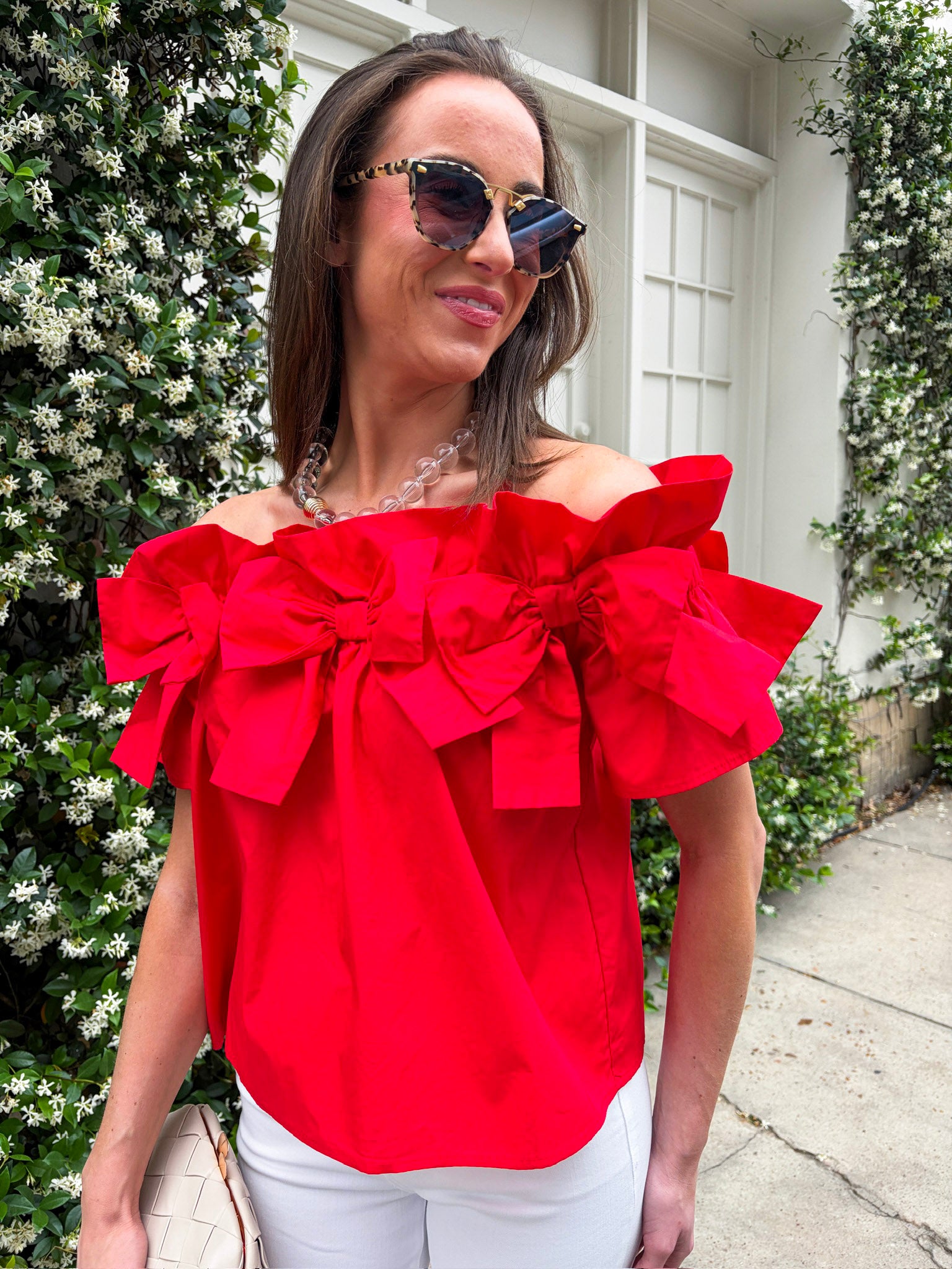 Great Night Off Shoulder Top-Red