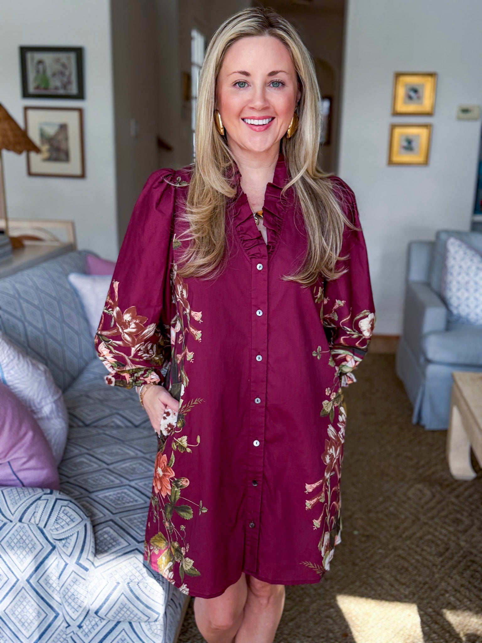 Crimson Petal Mini Dress-Burgundy