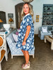 Blossom Floral Bliss Mini Dress-Navy